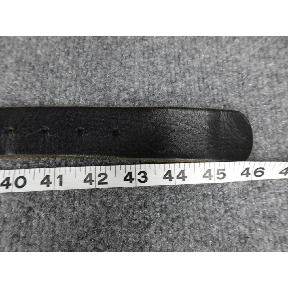 Genuine Top Grain Leather Belt Black Silver Buckle‎ Men's 38